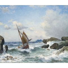Sailing in the narrow strait Painting Reproduction
