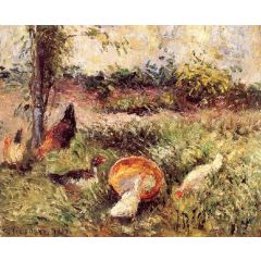 Back Yard with Chickens and Turkeys Painting Reproduction
