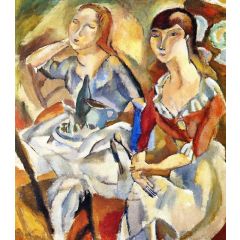 Girls at Table Painting Reproduction