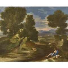 Landscape with a Man Scooping Water from a Stream Painting Reproduction