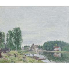 The Matrat Boatyard, Moret-sur-Loing, Rainy Weather Painting Reproduction