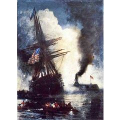 The Merrimac Sinks the Cumberland Painting Reproduction