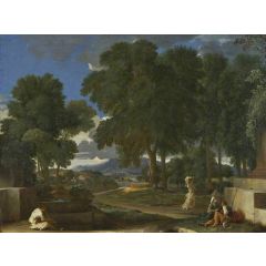 Landscape with a Man Washing his Feet at a Fountain Painting Reproduction