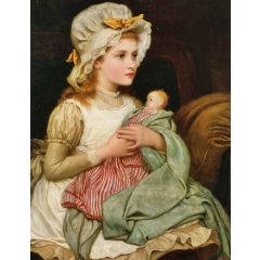 A Young Girl with her Doll Painting Reproduction