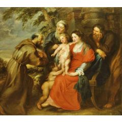 The Holy Family with Saint Francis Painting Reproduction