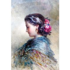 Beauty with Roses in Her Hair Painting Reproduction