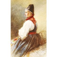 Girl in Folk Costume Painting Reproduction