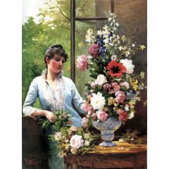 Preparing the flower arrangement Painting Reproduction