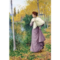 Autumn on the Shore of the Lake Painting Reproduction