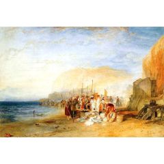 Hastings, Fish Market on the Sands, Early Morning Painting Reproduction