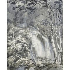 A Waterfall in a Wooded Landscape Painting Reproduction