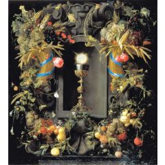 Communion cup encircled with a Garland of Fruit Painting Reproduction