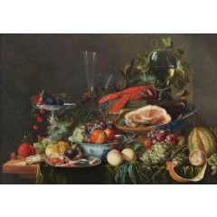 Still Life with Ham, Lobster and Fruit Painting Reproduction