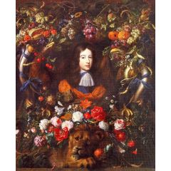Flower Garland with Portrait of William III of Orange, Aged 10 Painting Reproduction