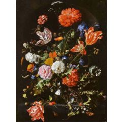 Flowers in a Glass Vase Painting Reproduction