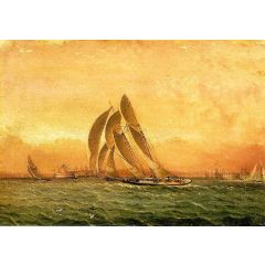 In Full Sail, New York Harbor Painting Reproduction