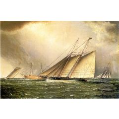 Yachts Rounding the Nore Light Ship in the English Channel Painting Reproduction
