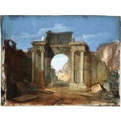 A Capriccio with the Dome of St Peter’s, Rome, Seen through a Ruined Triumphal Arch Painting Reproduction