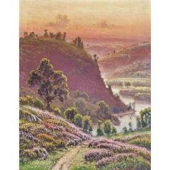 Rolling hills at sunset Painting Reproduction