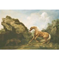 Horse Frightened by a Lion Painting Reproduction