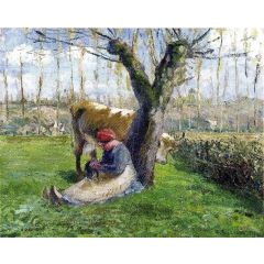 A Cowgirl resting Painting Reproduction