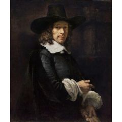 Portrait of a Gentleman with a Tall Hat and Gloves Painting Reproduction
