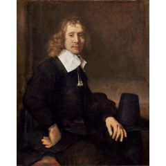 A Young Man Seated at a Table, possibly Govaert Flinck Painting Reproduction