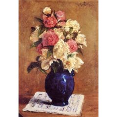 Bouquet of Peonies on a Musical Score Painting Reproduction
