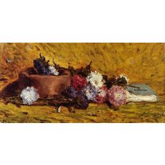 China Asters, Hat and Book Painting Reproduction