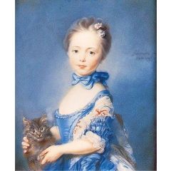 Girl with a Kitten Painting Reproduction