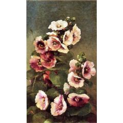 Pink Hollyhocks Painting Reproduction
