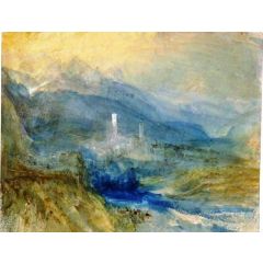 Hospenthal, Fall of St. Gothard, sunset Painting Reproduction