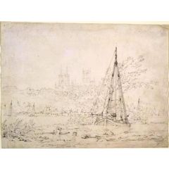 Lincoln from the River Painting Reproduction