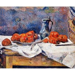 Tomatoes and a Pewter Tankard on a Table Painting Reproduction