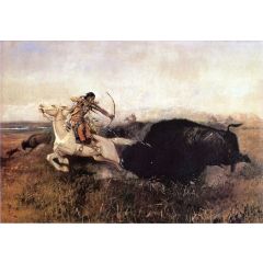 Indians Hunting Buffalo Painting Reproduction