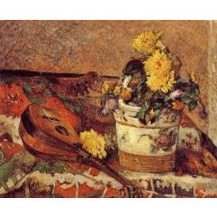 Dahlias and Mandolin Painting Reproduction