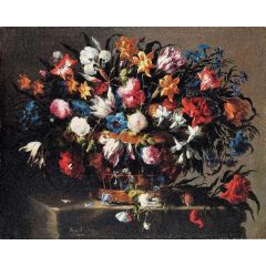Small Basket of Flowers Painting Reproduction