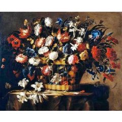 Basket of Flowers Painting Reproduction