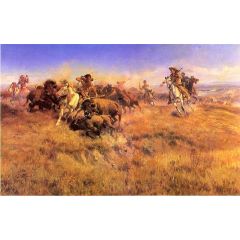 Running Buffalo Painting Reproduction