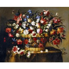 Basket of Flowers Painting Reproduction