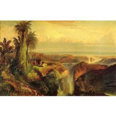 Indians on a Cliff Painting Reproduction