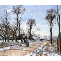 Road, Winter Sun and Snow Painting Reproduction