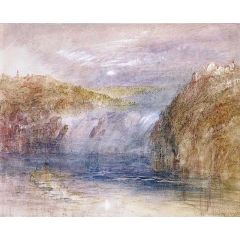 Falls of the Rhine at Schaffhausen, Moonlight Painting Reproduction