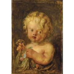 Child with Flowers Painting Reproduction