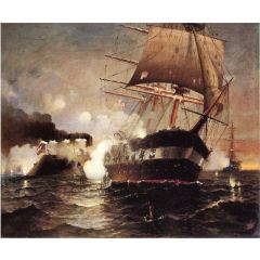 Sinking of the Cumberland by the Merrimack Painting Reproduction