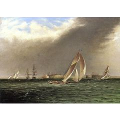 Yacht Racing off Castle Garden, New York Painting Reproduction