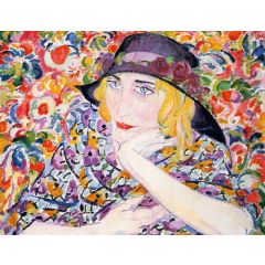 Woman with Flowers Painting Reproduction