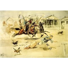 Whooping It Up, also known as A Quiet Day in Chinook Painting Reproduction