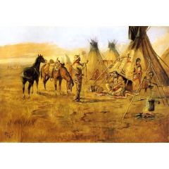 Cowboy Bargaining for an Indian Girl Painting Reproduction