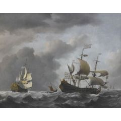 The "Golden Leeuw" at Sea in Heavy Weather Painting Reproduction
